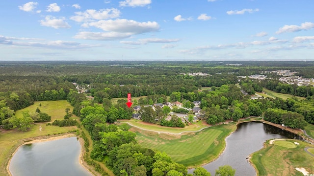180 Waterhall Dr, Murrells Inlet, SC 29576 - aerial overview of property's location featuring a heavily wooded area, a large body of water, and a golf club
