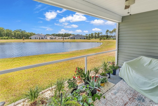 528 Courtridge Loop, Conway, SC 29526 - balcony with a water view and a ceiling fan