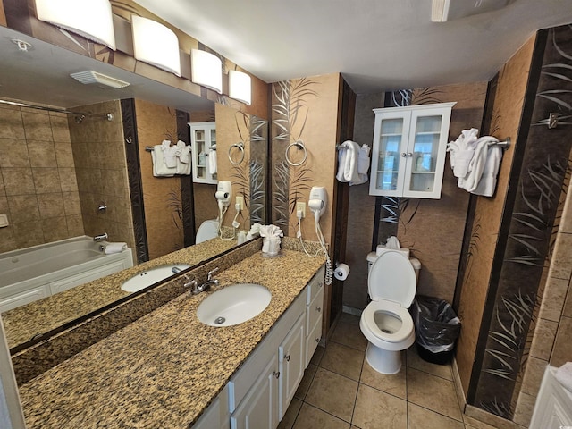 5300 N Ocean Blvd Unit 518, Myrtle Beach, SC 29577 - bathroom featuring tile patterned floors, shower / washtub combination, vanity, and toilet