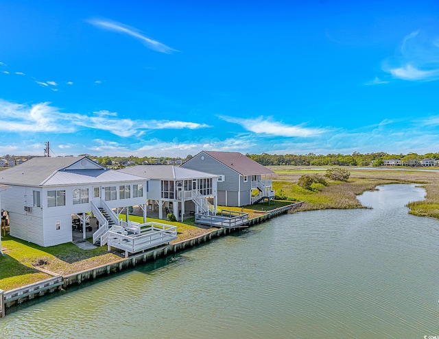 view of subject property featuring a large body of water