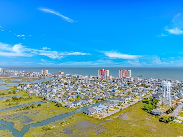 aerial view of a nearby body of water