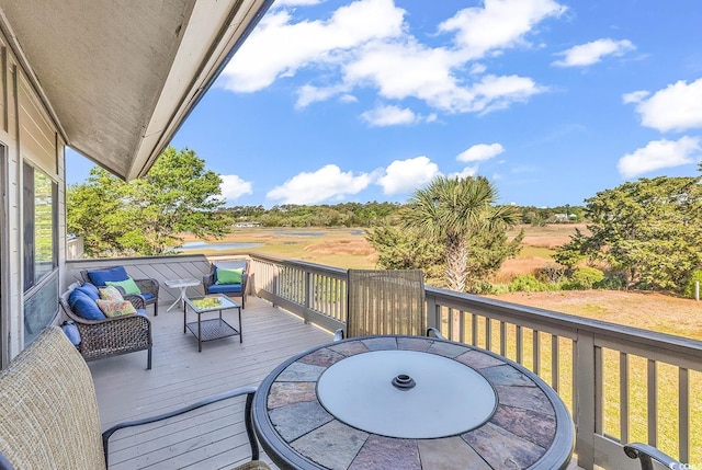 deck with a lawn