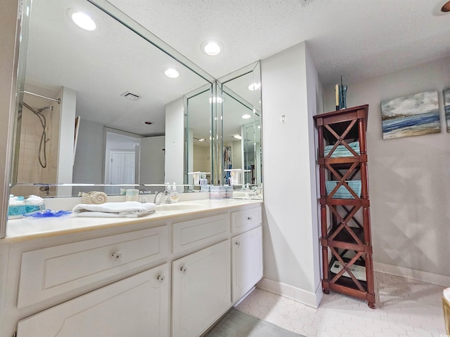 9650 Shore Dr Unit 1203, Myrtle Beach, SC 29572 - full bathroom with vanity, tile patterned floors, recessed lighting, baseboards, and a shower