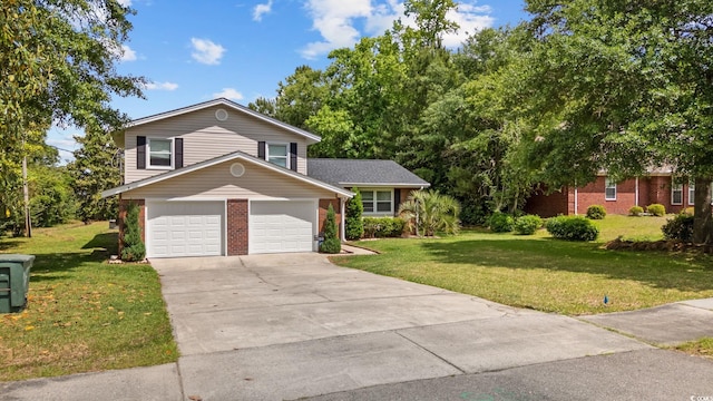 1720 Horry St, Conway, SC 29526 - split level home with brick siding, driveway, a front yard, and a garage