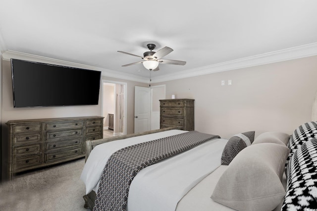 1720 Horry St, Conway, SC 29526 - bedroom with ornamental molding, light colored carpet, and ceiling fan