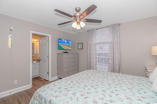 6001-8026 S Kings Hwy, Myrtle Beach, SC 29575 - bedroom featuring wood finished floors, baseboards, and ceiling fan