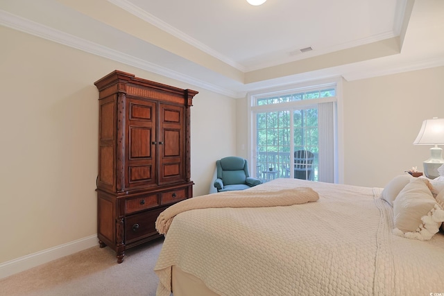 719 Shearwater Ct Unit 301, Murrells Inlet, SC 29576 - bedroom with light carpet, a raised ceiling, ornamental molding, and baseboards