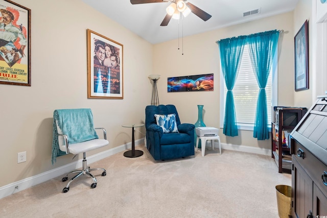 1681 Suncrest Dr, Myrtle Beach, SC 29577 - sitting room with ceiling fan, carpet, and baseboards
