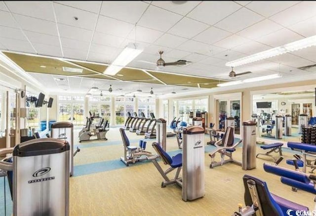1681 Suncrest Dr, Myrtle Beach, SC 29577 - gym featuring a paneled ceiling and healthy amount of natural light