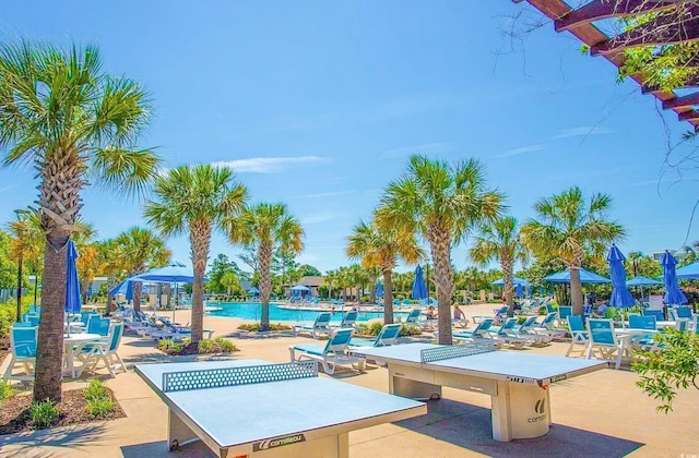 community pool with a patio