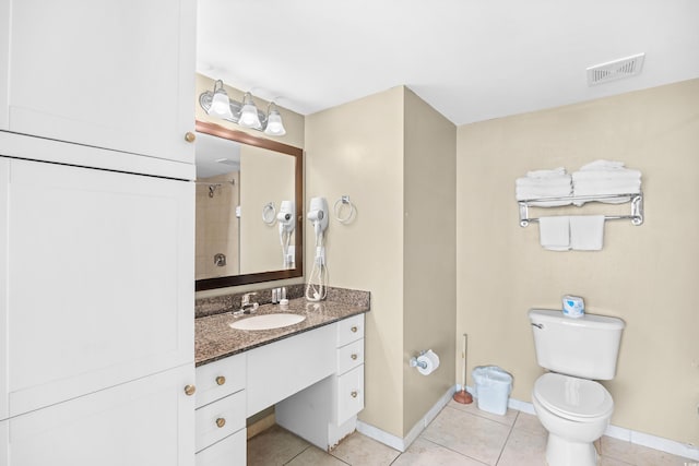 107 S Ocean Blvd Unit 1402, Myrtle Beach, SC 29577 - bathroom with baseboards, tile patterned flooring, toilet, vanity, and a shower