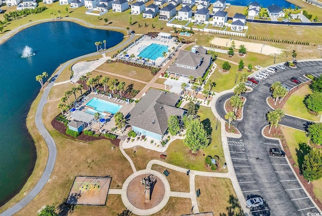 6239 Chadderton Cir, Myrtle Beach, SC 29579 - aerial view of property's location featuring a pool area, a nearby body of water, and nearby suburban area