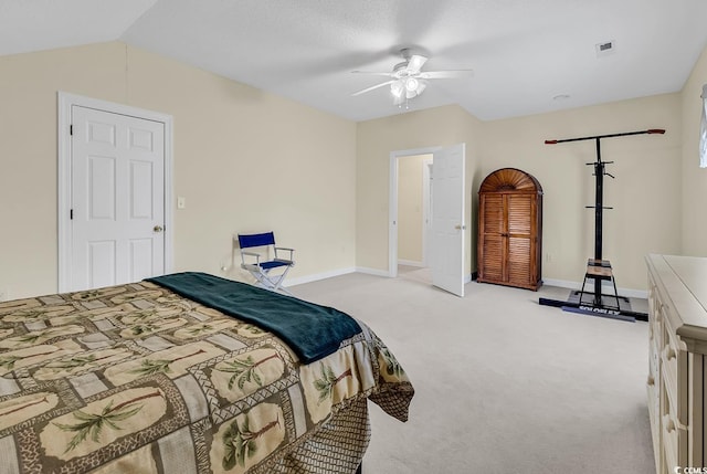 1729 Longleaf Dr, Myrtle Beach, SC 29575 - bedroom featuring light carpet, baseboards, a ceiling fan, and lofted ceiling