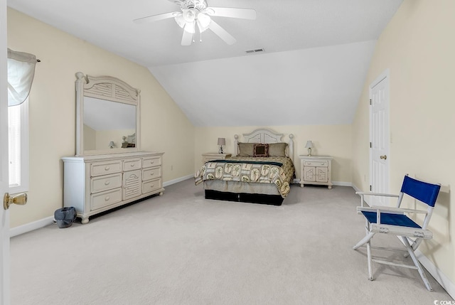 1729 Longleaf Dr, Myrtle Beach, SC 29575 - carpeted bedroom featuring vaulted ceiling, baseboards, and a ceiling fan