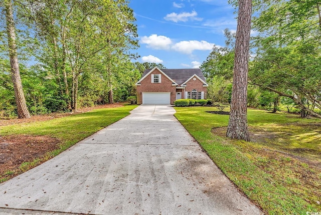 1729 Longleaf Dr, Myrtle Beach, SC 29575 - traditional home with concrete driveway, brick siding, and a front yard