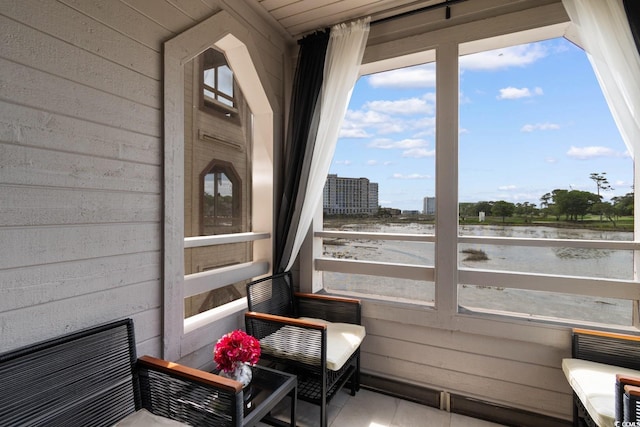 balcony with a water view
