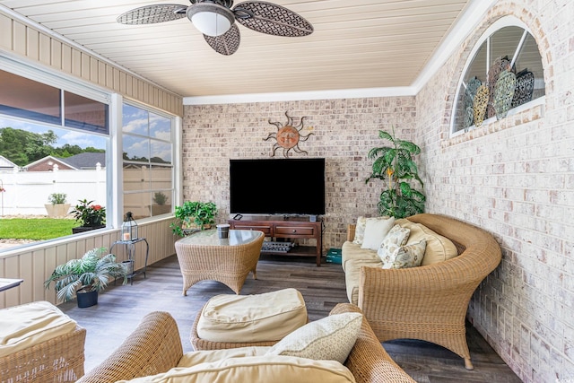 3757 Kingsley Dr, Myrtle Beach, SC 29588 - sunroom / solarium featuring a ceiling fan