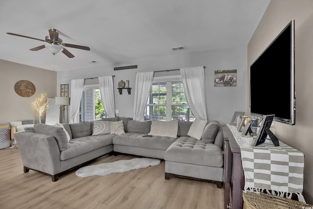 9232 Goodwill Ct, Myrtle Beach, SC 29579 - living room with ceiling fan and light wood-style flooring