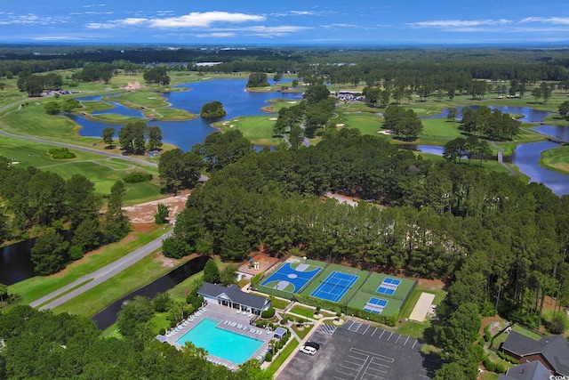9232 Goodwill Ct, Myrtle Beach, SC 29579 - aerial view of property and surrounding area featuring a large body of water, a local golf course, and a pool
