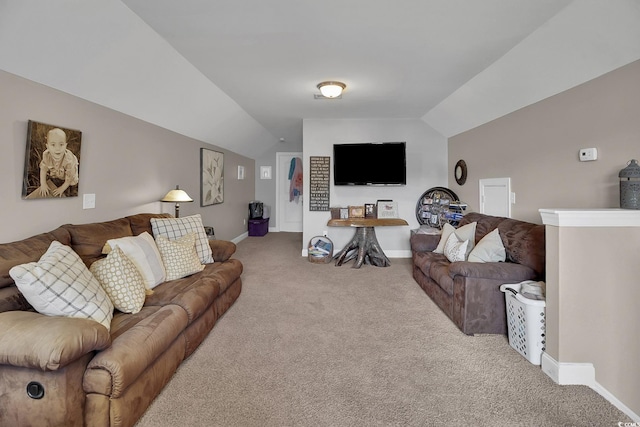 9232 Goodwill Ct, Myrtle Beach, SC 29579 - living area featuring lofted ceiling, carpet floors, and baseboards