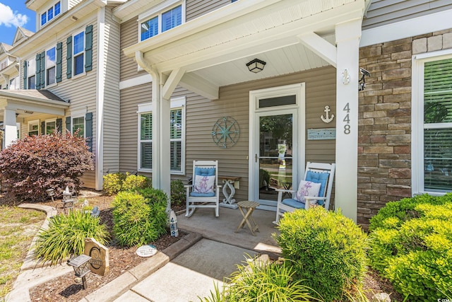 448 Papyrus Cir Unit 448, Little River, SC 29566 - entrance to property with covered porch and stone siding