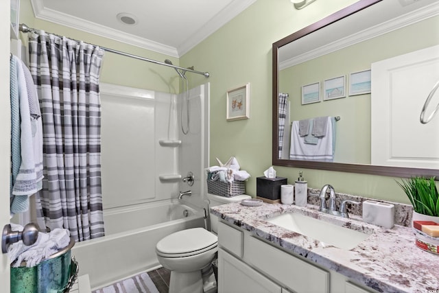 448 Papyrus Cir Unit 448, Little River, SC 29566 - bathroom with crown molding, shower / bath combo with shower curtain, vanity, and toilet