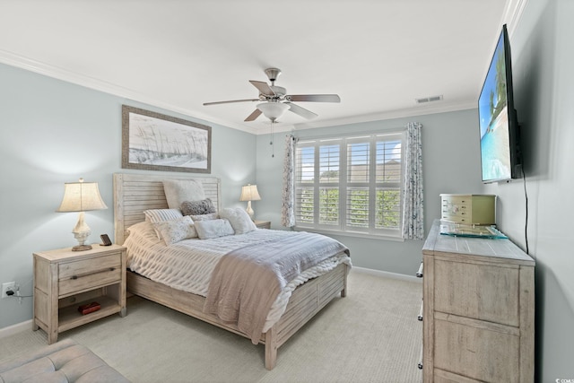 448 Papyrus Cir Unit 448, Little River, SC 29566 - bedroom with baseboards, crown molding, light colored carpet, and ceiling fan