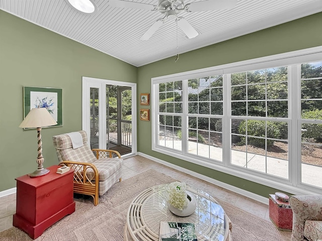 sunroom / solarium with vaulted ceiling