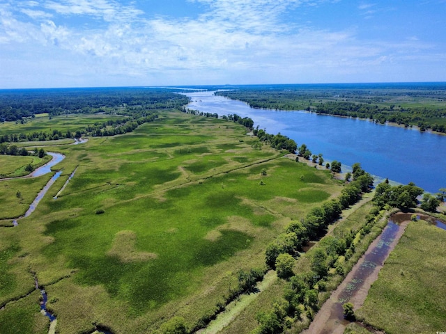 aerial view of a nearby body of water