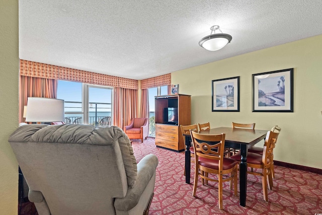 504 N Ocean Blvd N Unit 309, Myrtle Beach, SC 29577 - dining area with a textured ceiling, carpet, and baseboards