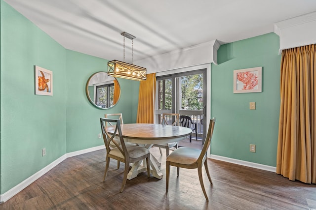 2805 N Ocean Blvd Unit 113, Myrtle Beach, SC 29577 - dining room with dark wood-type flooring and baseboards