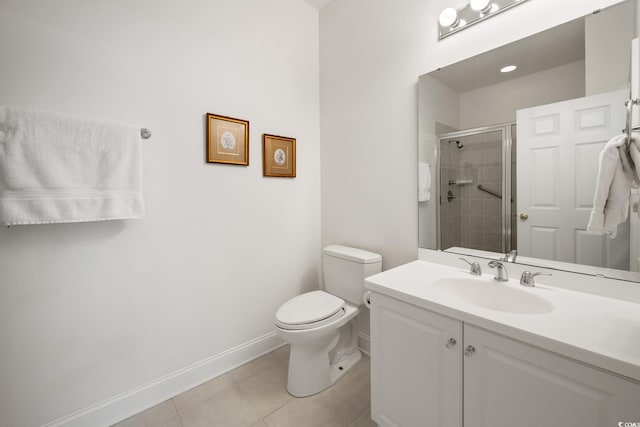352 Old Carriage Loop, Georgetown, SC 29440 - full bath featuring a shower stall, tile patterned flooring, toilet, baseboards, and vanity