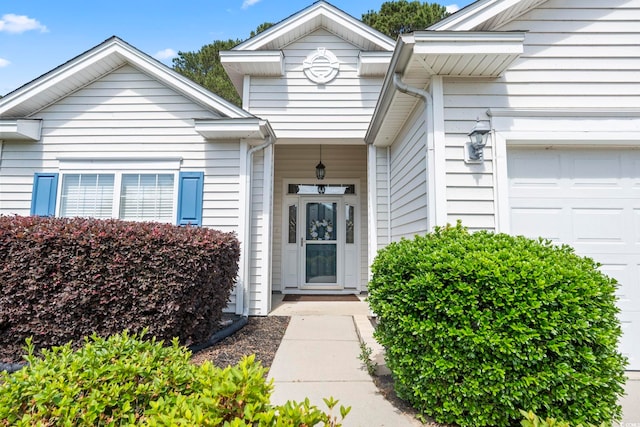 entrance to property with a garage