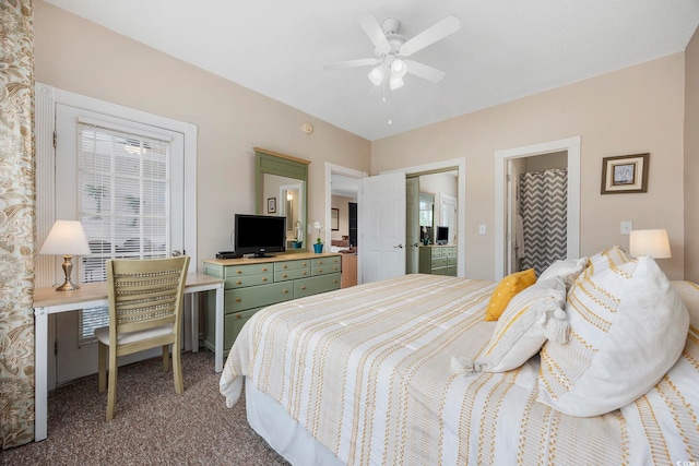 bedroom with carpet floors and ensuite bath