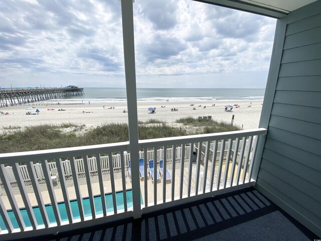 116 S Waccamaw Dr Unit 205, Murrells Inlet, SC 29576 - balcony with view of water and beach and view of pool area