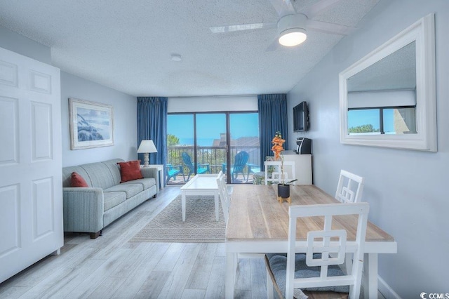 210 75th Ave N Unit 4042, Myrtle Beach, SC 29572 - living room featuring light wood finished floors, a textured ceiling, and ceiling fan