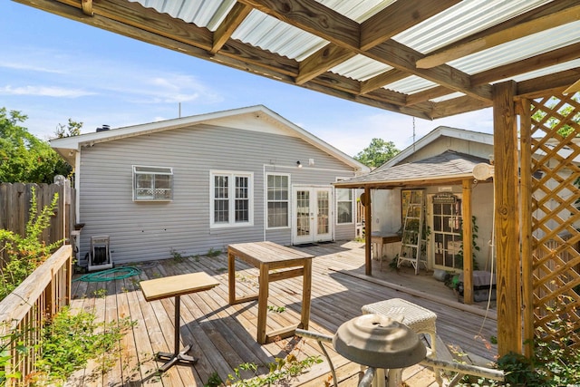 719 Juniper Dr, Myrtle Beach, SC 29575 - wooden terrace with french doors and fence