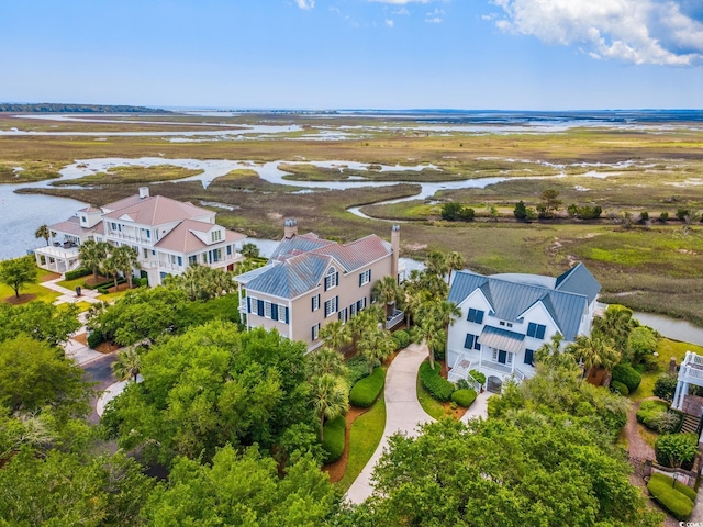 aerial view of a nearby body of water