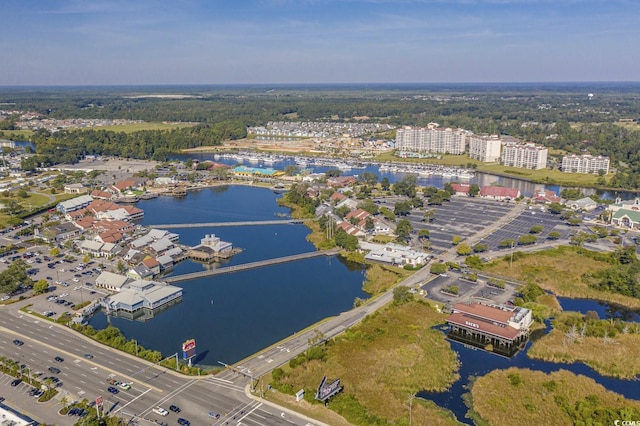 aerial overview of property's location with a nearby body of water