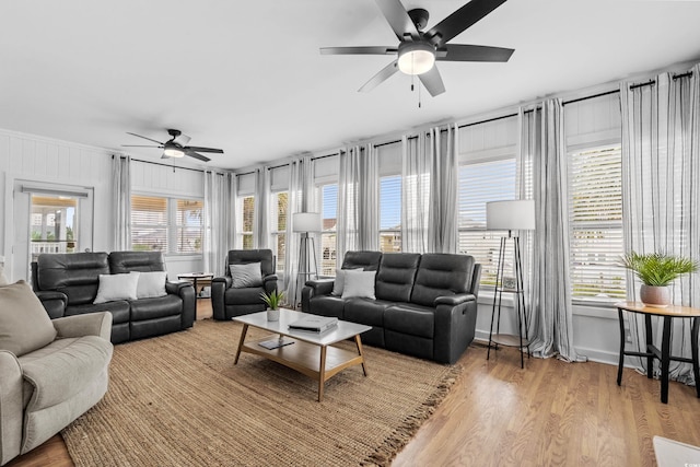 337 59th Ave N, North Myrtle Beach, SC 29582 - living room with a ceiling fan and light wood finished floors