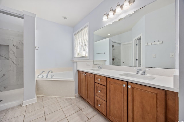 854 Falkirk St, Myrtle Beach, SC 29579 - full bath with a marble finish shower, a bath, and double vanity