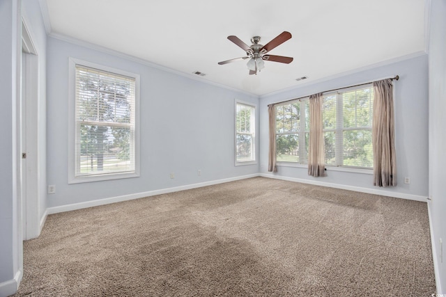 854 Falkirk St, Myrtle Beach, SC 29579 - unfurnished room featuring crown molding, carpet, baseboards, and a ceiling fan