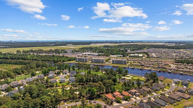 854 Falkirk St, Myrtle Beach, SC 29579 - aerial perspective of suburban area featuring a nearby body of water and a tree filled landscape