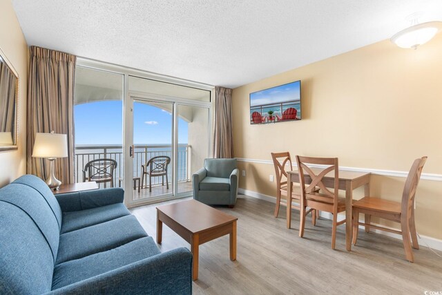 2000 Ocean Blvd N Unit Ph11, Myrtle Beach, SC 29577 - living room featuring wood finished floors, a textured ceiling, and baseboards