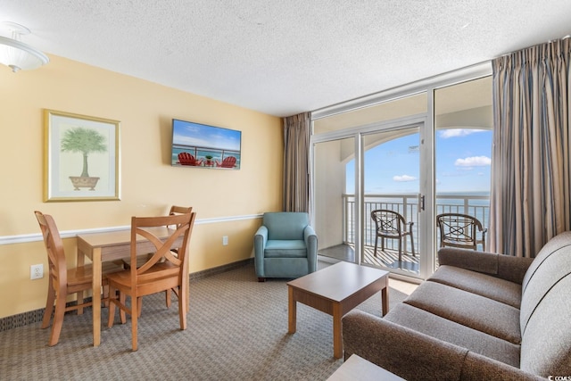 2000 Ocean Blvd N Unit Ph12, Myrtle Beach, SC 29577 - living room featuring carpet flooring and a textured ceiling