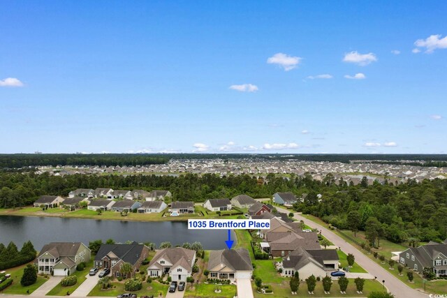 1035 Brentford Pl, Myrtle Beach, SC 29579 - aerial view of residential area featuring a large body of water