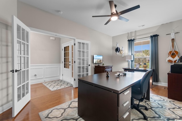 1035 Brentford Pl, Myrtle Beach, SC 29579 - office space with french doors, light wood-style floors, and ceiling fan
