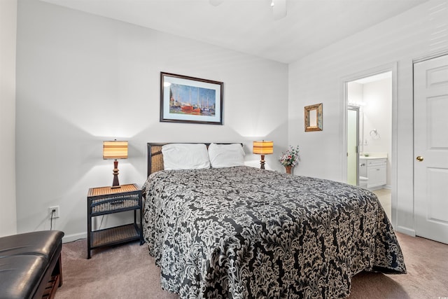 601 Hillside Dr Unit 4424, North Myrtle Beach, SC 29582 - bedroom featuring carpet flooring, baseboards, ensuite bathroom, and a ceiling fan