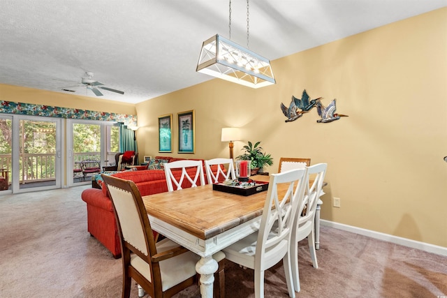 601 Hillside Dr Unit 4424, North Myrtle Beach, SC 29582 - dining area with carpet flooring, a ceiling fan, and baseboards