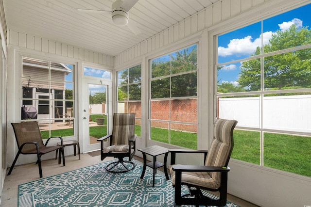 4355 Willoughby Ln Unit 401, Myrtle Beach, SC 29577 - sunroom with ceiling fan and healthy amount of natural light